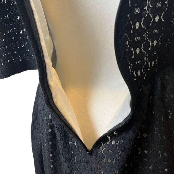 Lilly Pulitzer Black Lace Dress Key Hole Button Back Lined Wide Neck Size 10 - Picture 6 of 14